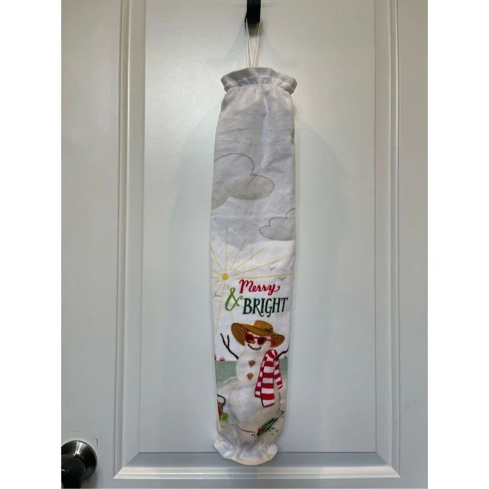 Handmade Plastic Bag Holder-Merry And Bright Snowman